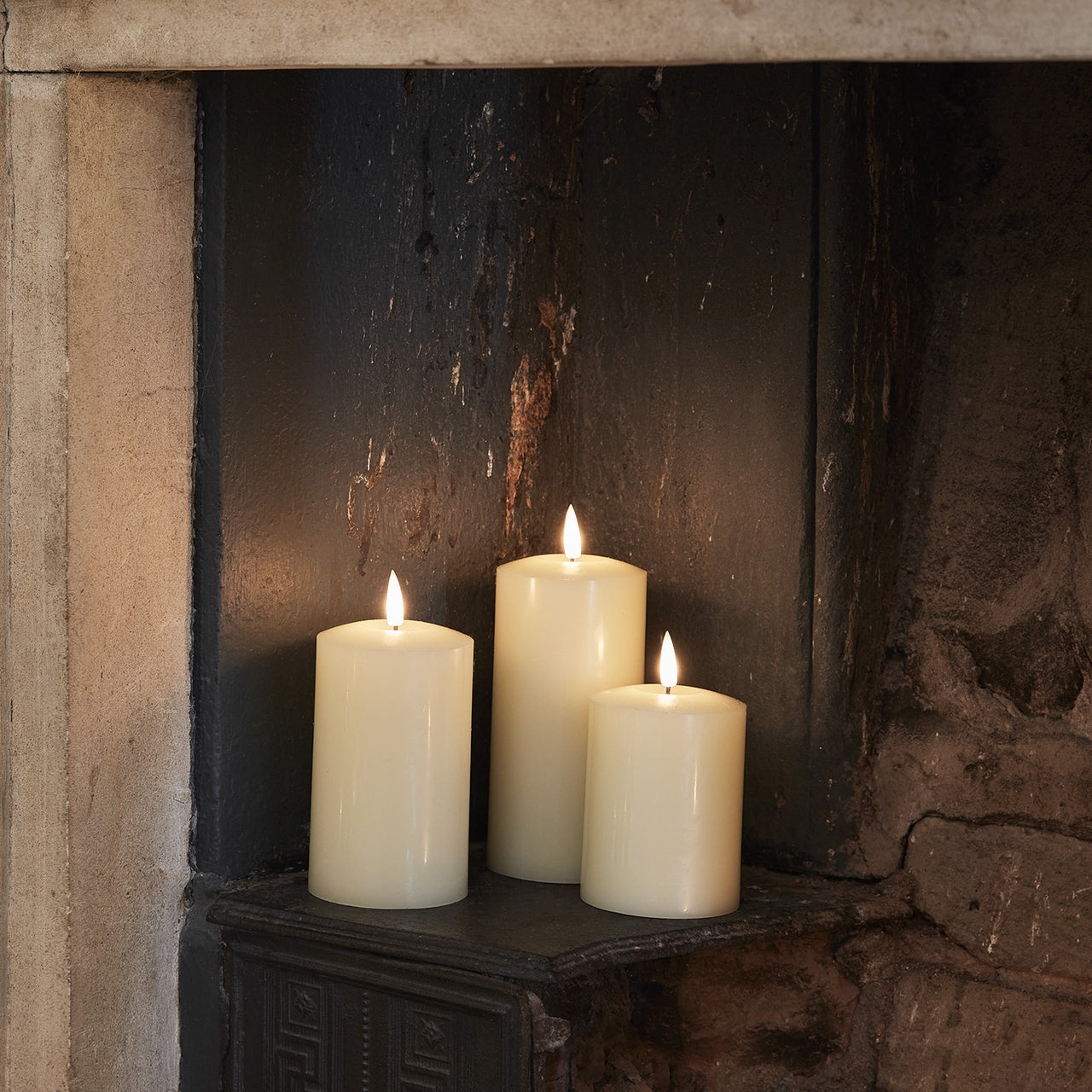 TruGlow® Ivory LED Pillar Candle Trio