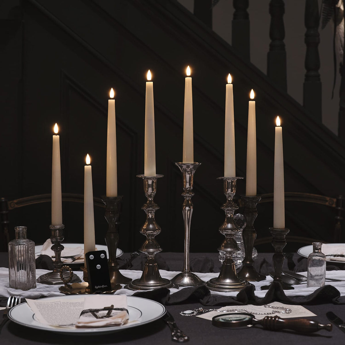 8 TruGlow® Ivory LED Taper Candles with Remote Control