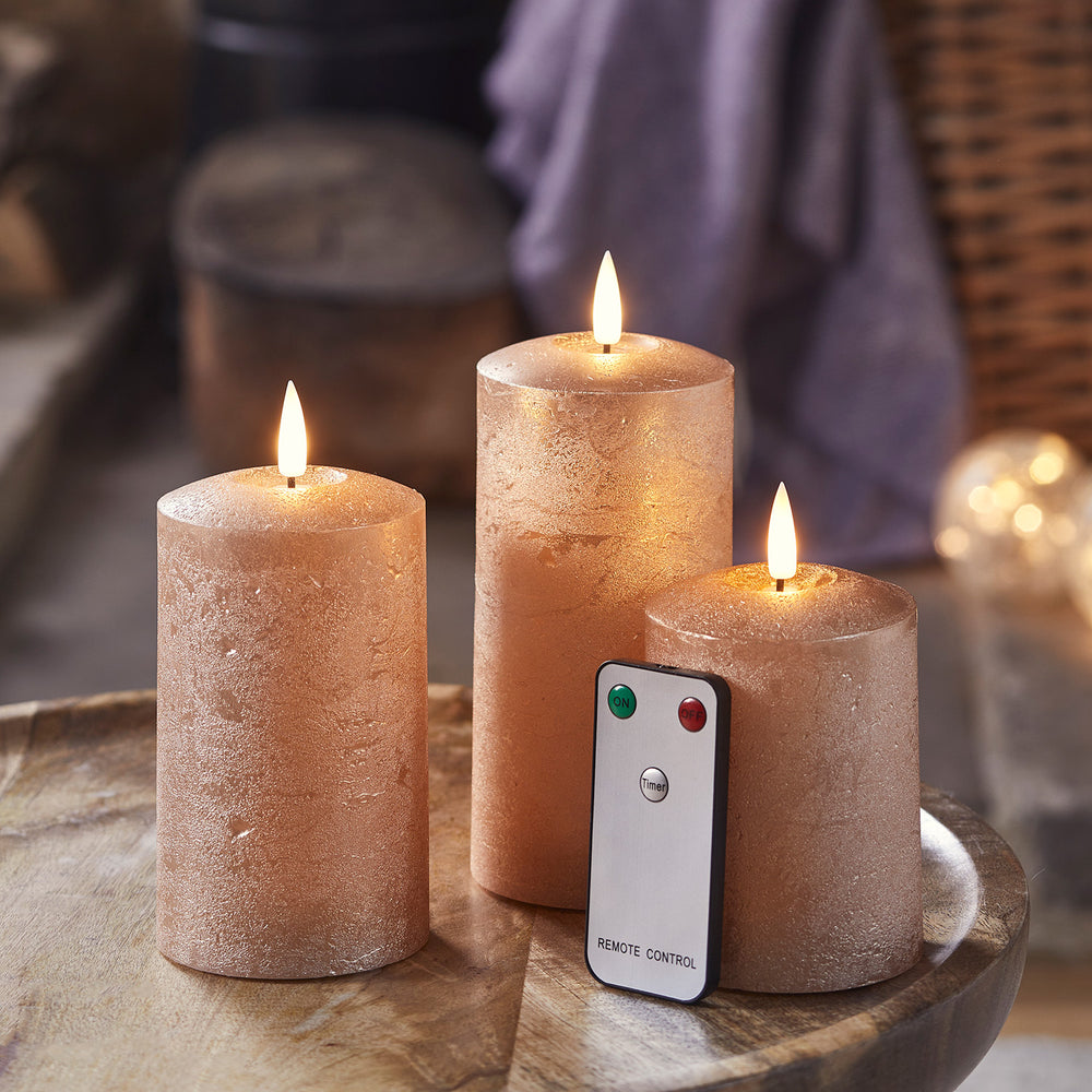 TruGlow® Copper LED Autumn Candle Trio with Remote Control