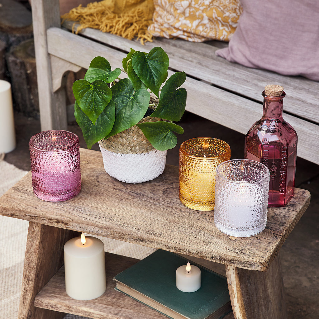 TruGlow® Colourful LED Glass Candle Trio with Remote Control