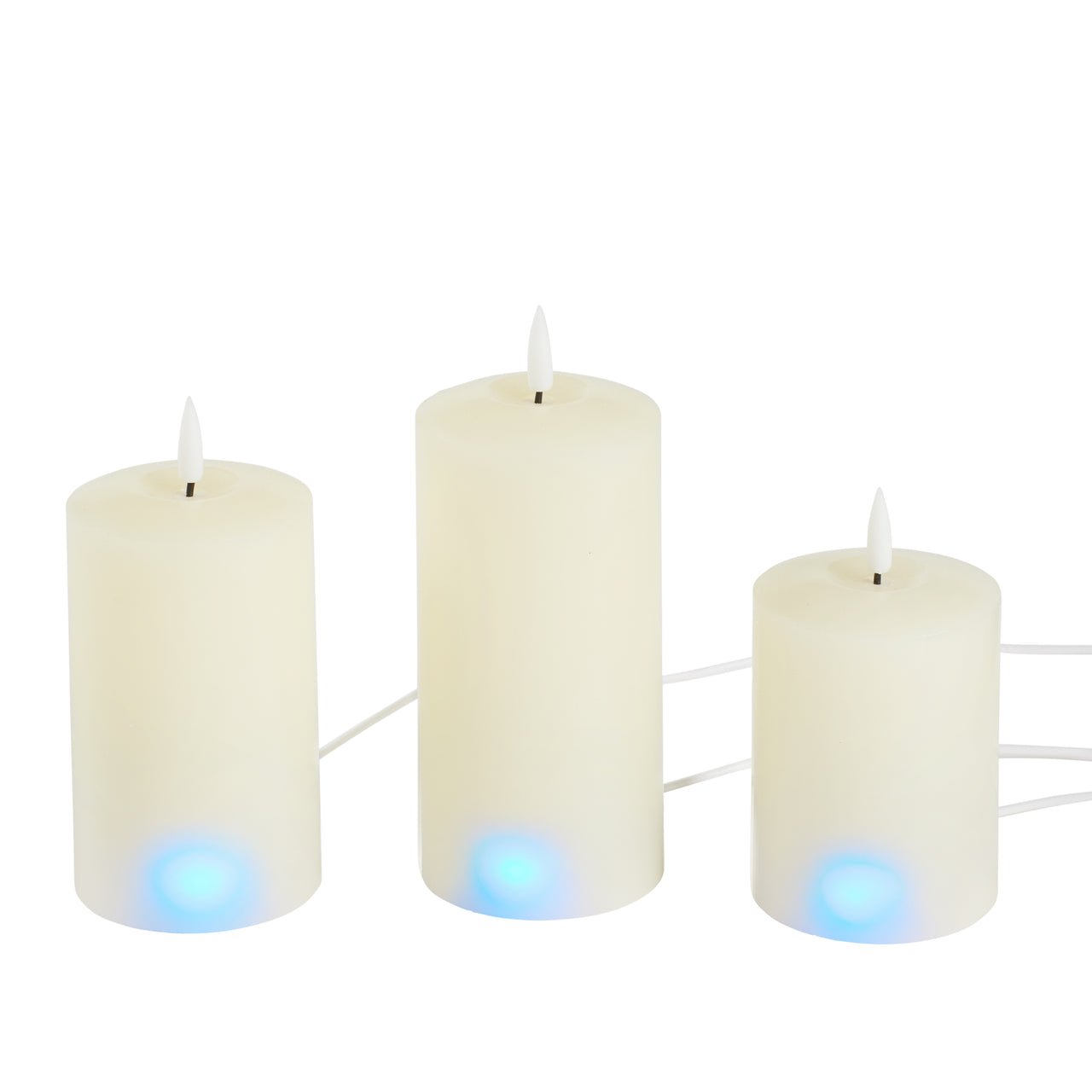 TruGlow® Ivory Rechargeable LED Pillar Candle Trio