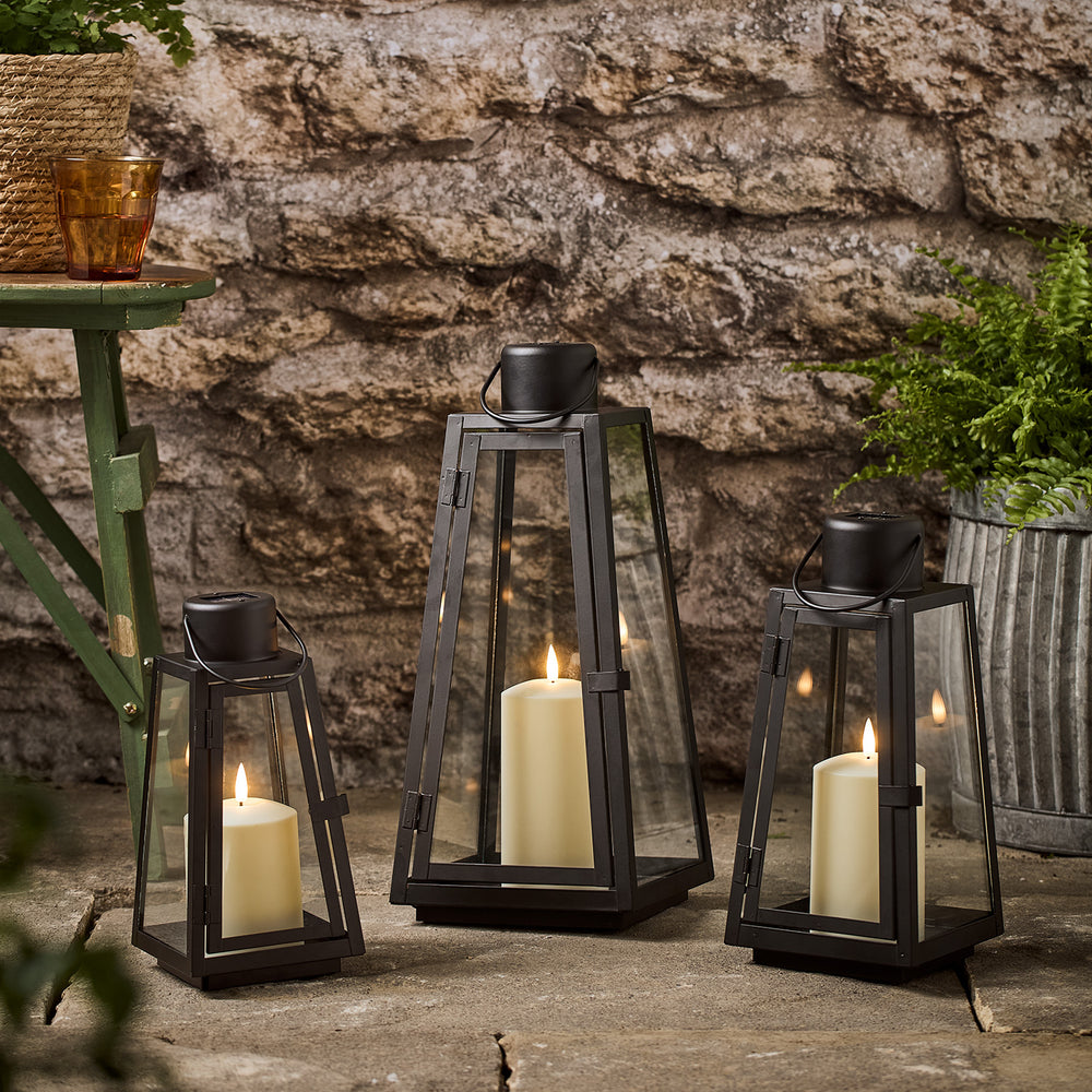Trapeze Lantern Trio with TruGlow® LED Candles