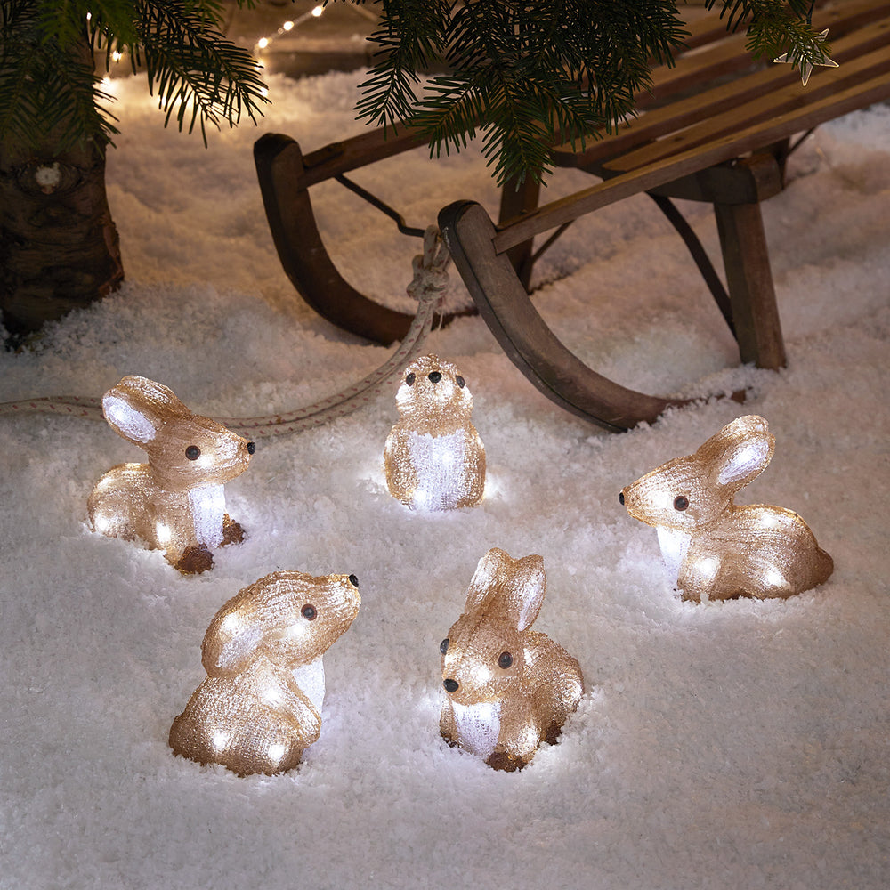 Set of 5 Bunny Outdoor Christmas Figures