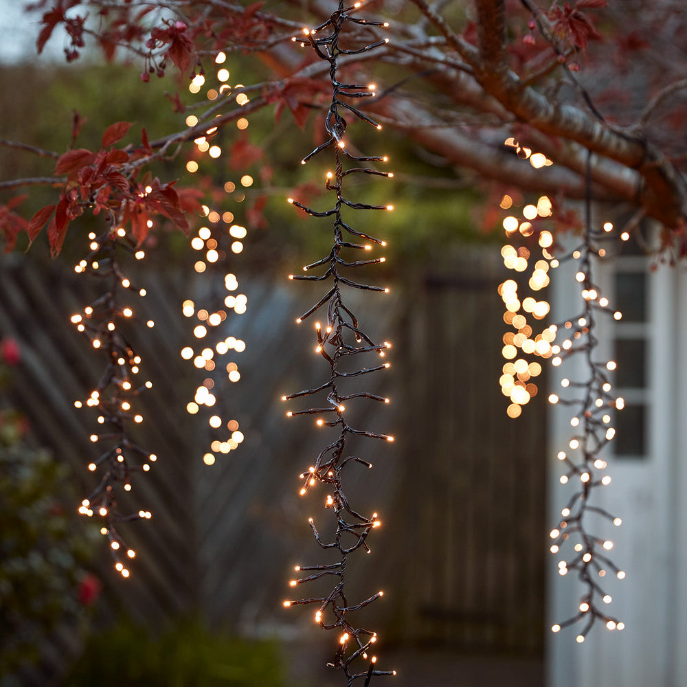 6 Warm White Cascading Outdoor Cluster Lights