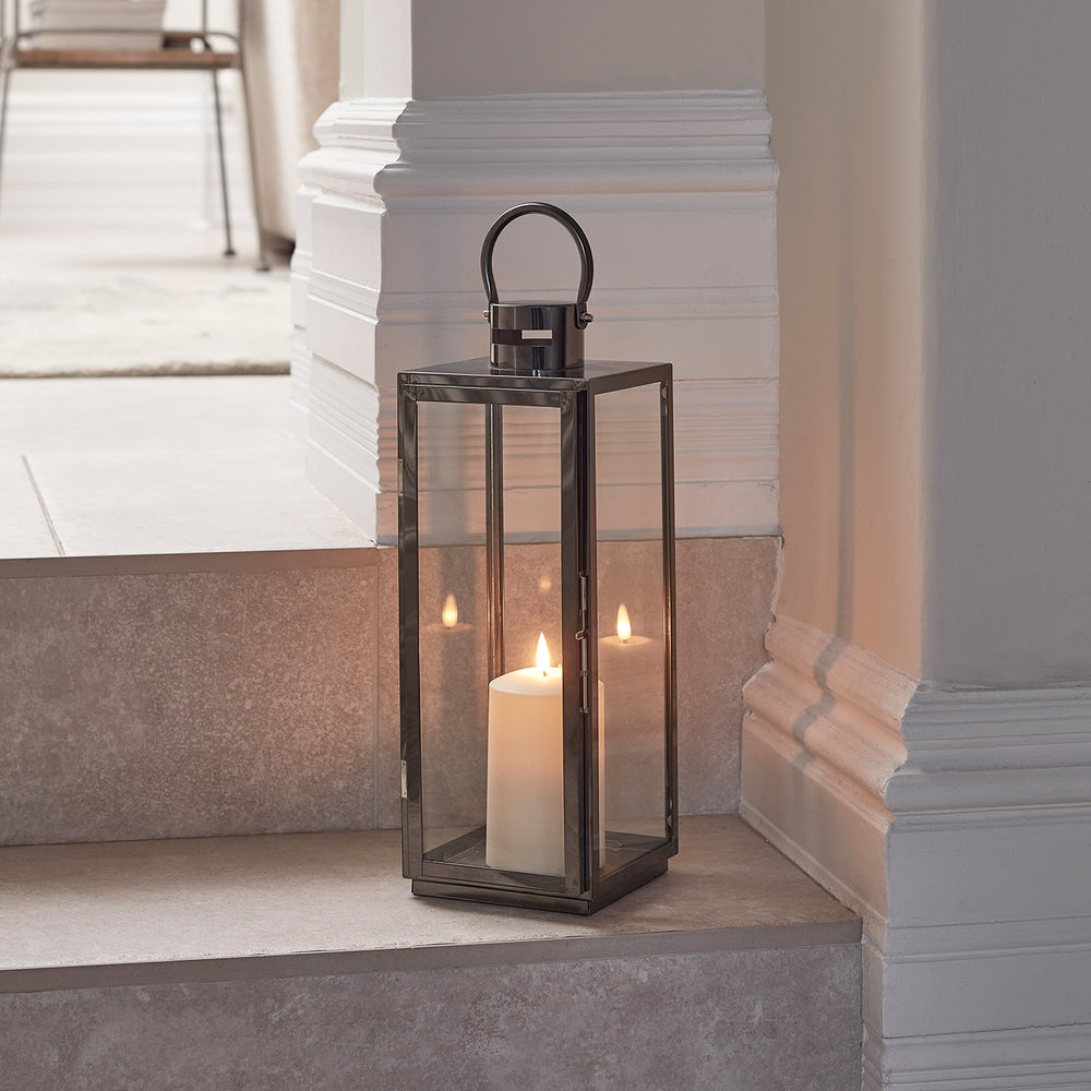 Medium Stainless Steel Candle Lantern with TruGlow® Candle