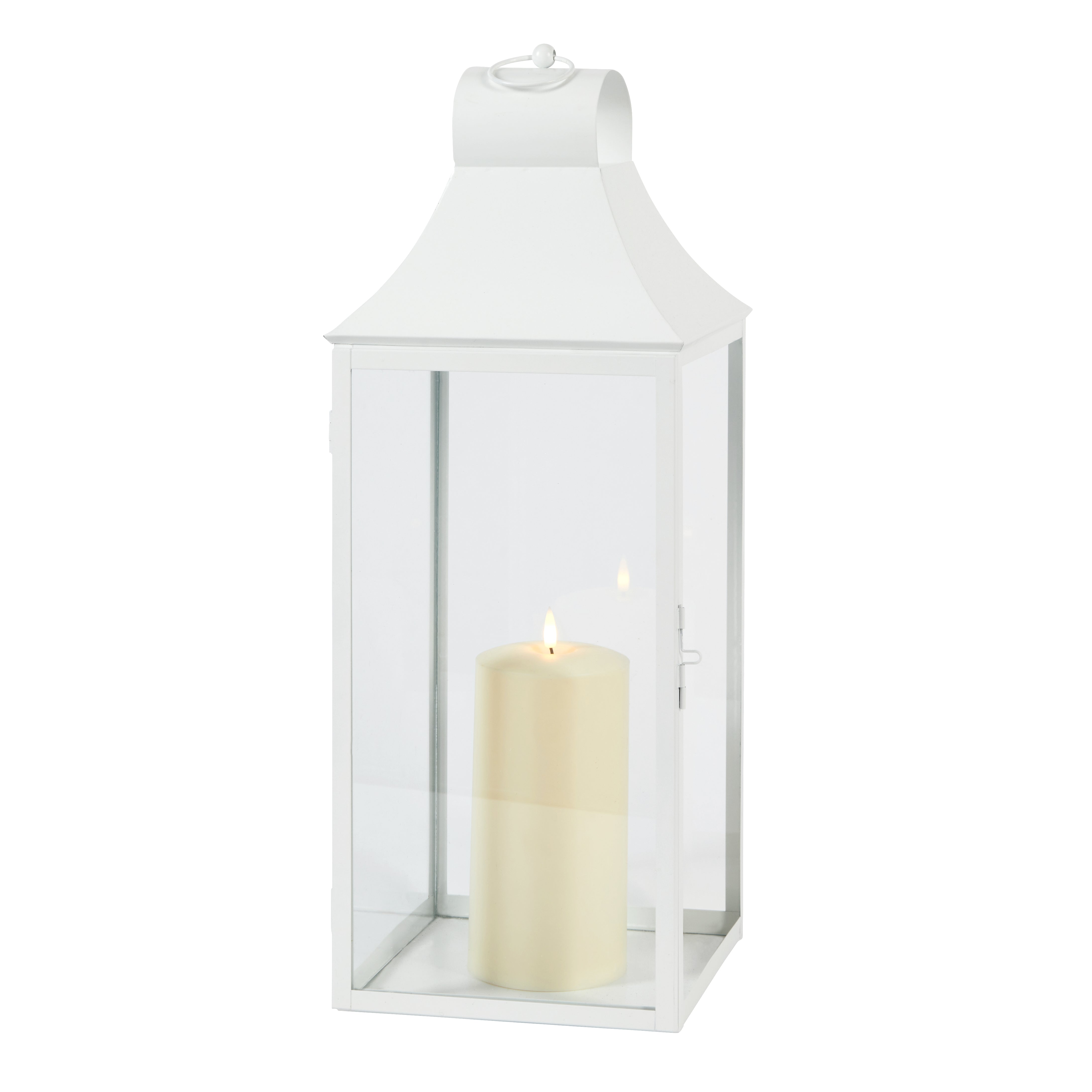 59cm Albury White Garden Lantern with TruGlow® Candle Lights4fun.co.uk