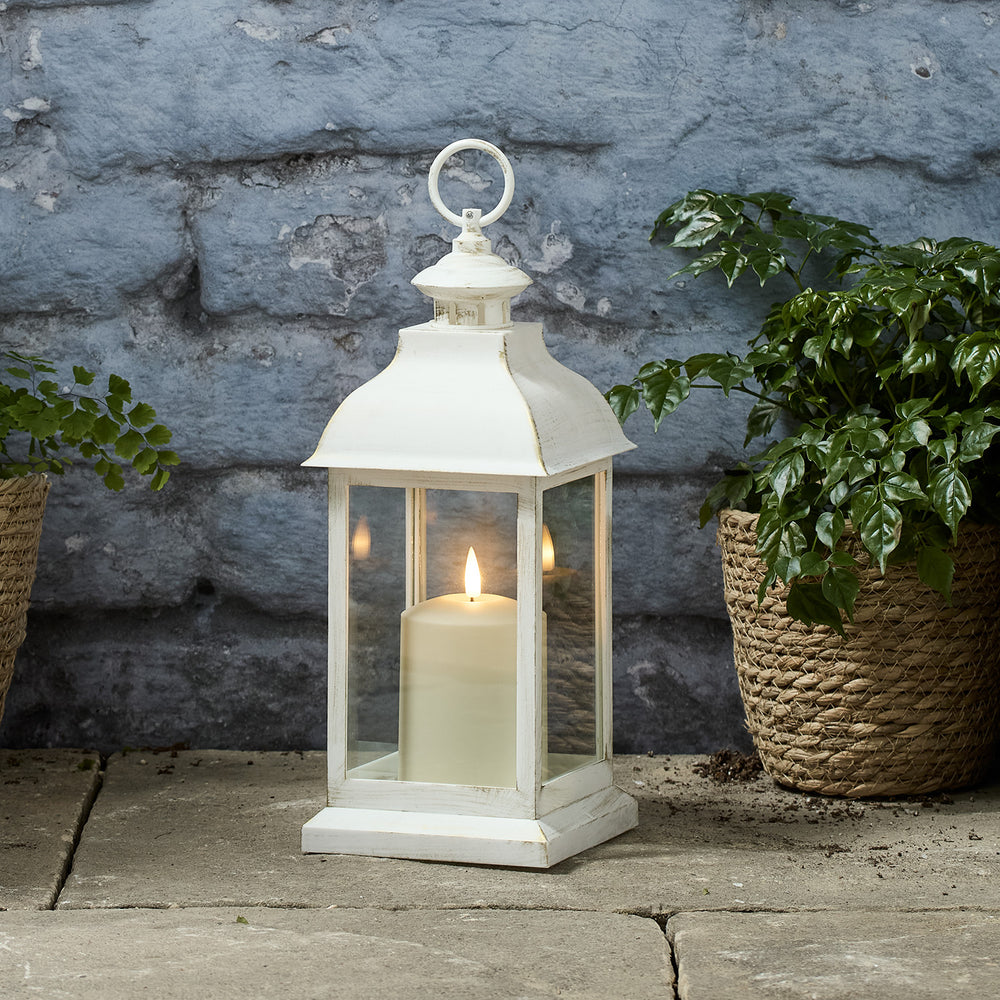 Regular Bourton Rustic White Plastic Lantern with TruGlow® Candle
