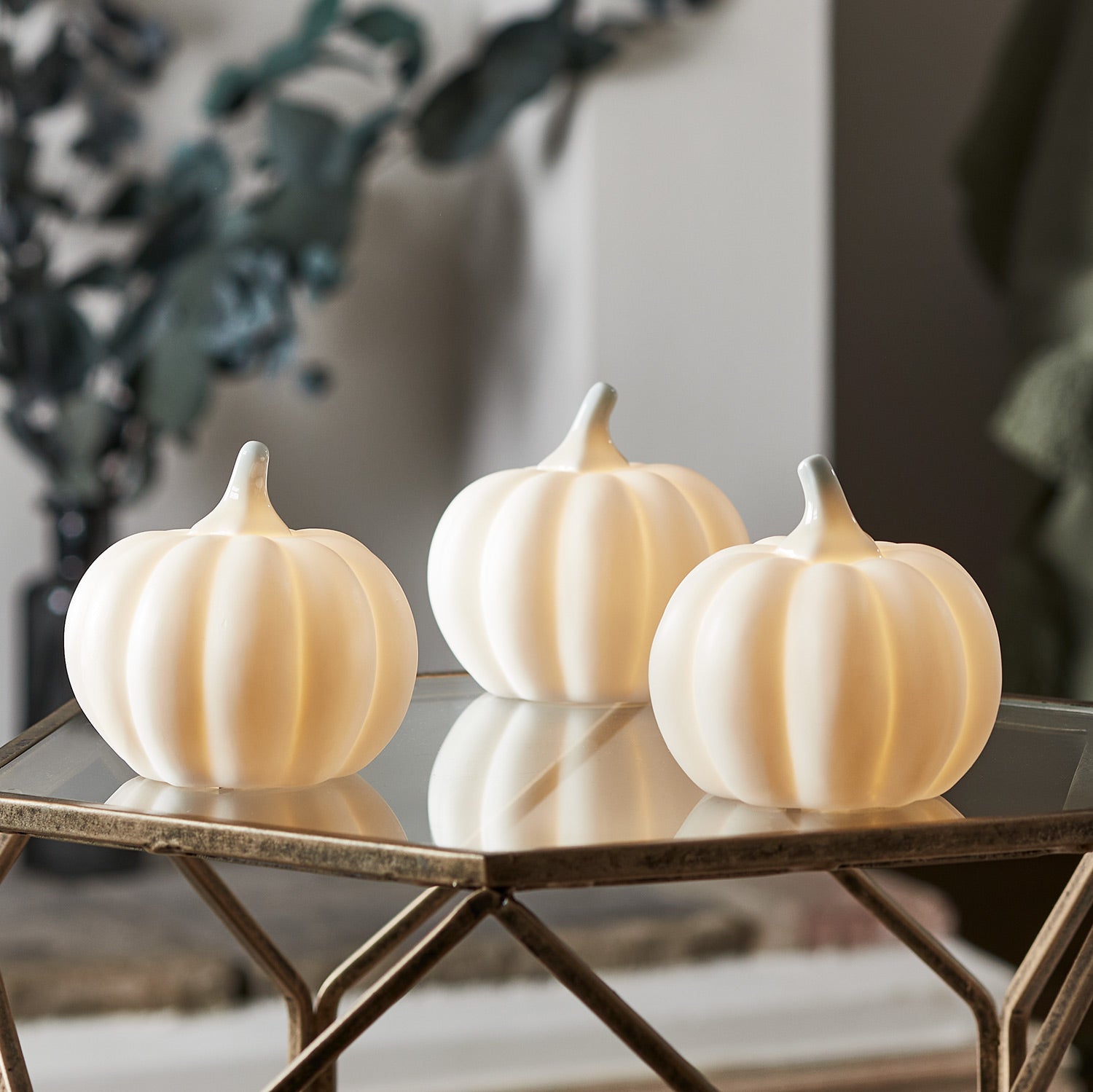 Mini Light Up Ceramic Pumpkin Trio UK