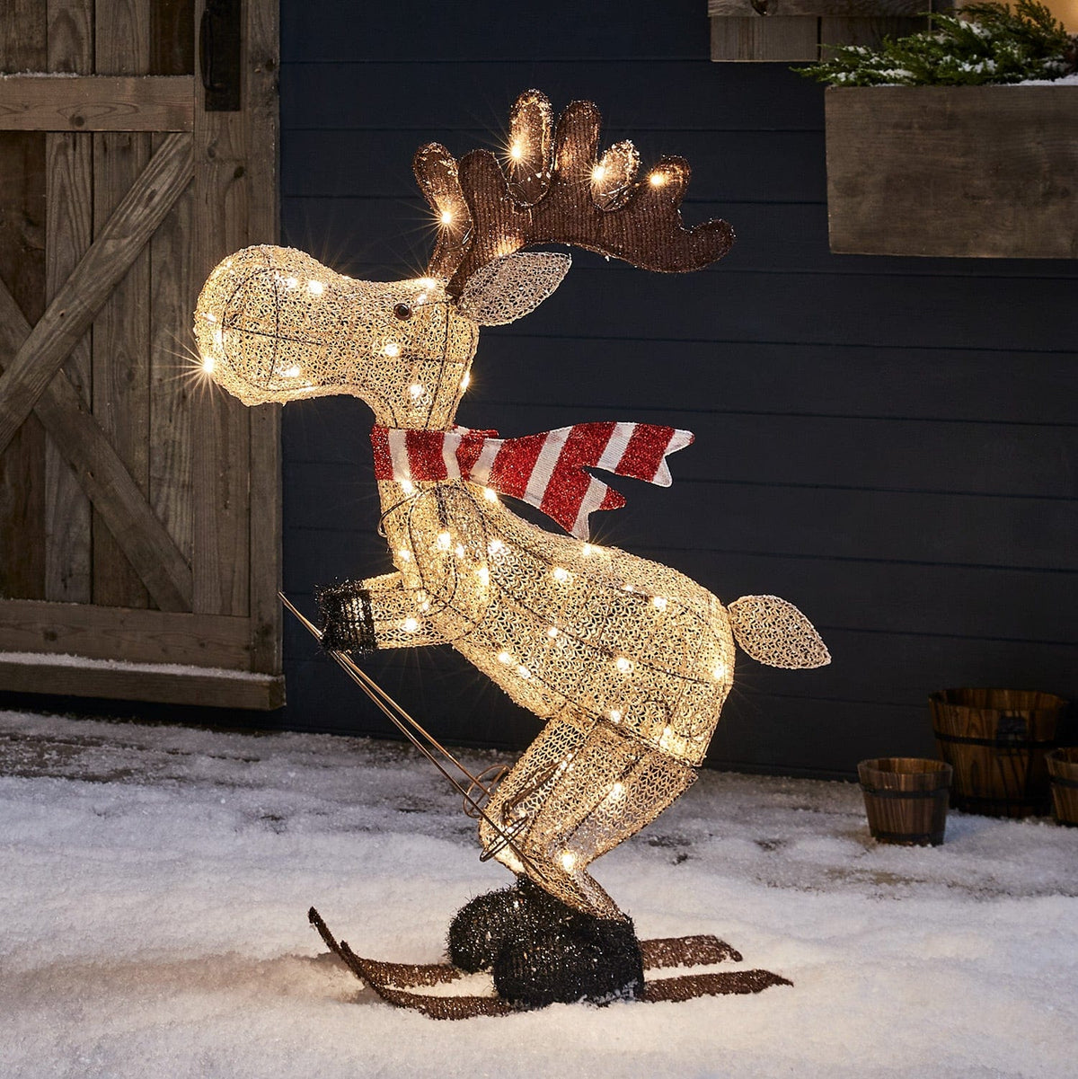 86cm Skiing Moose Outdoor Christmas Figure UK