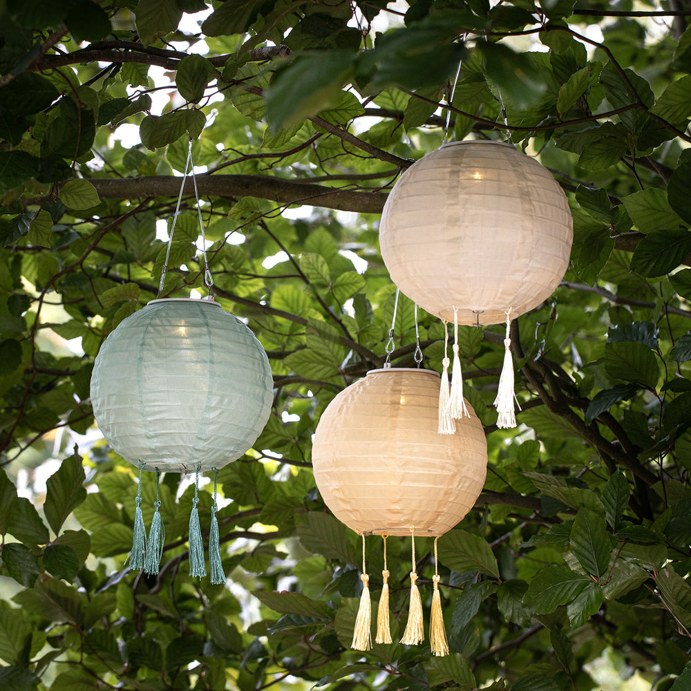 3 Pastel Lucena Tassel Hanging Solar Lanterns