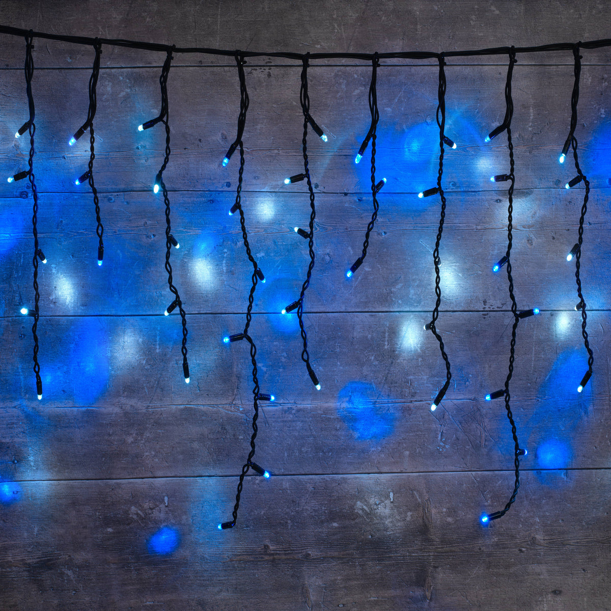 Plus Connect Blue & White Connectable Icicle Lights Black Cable