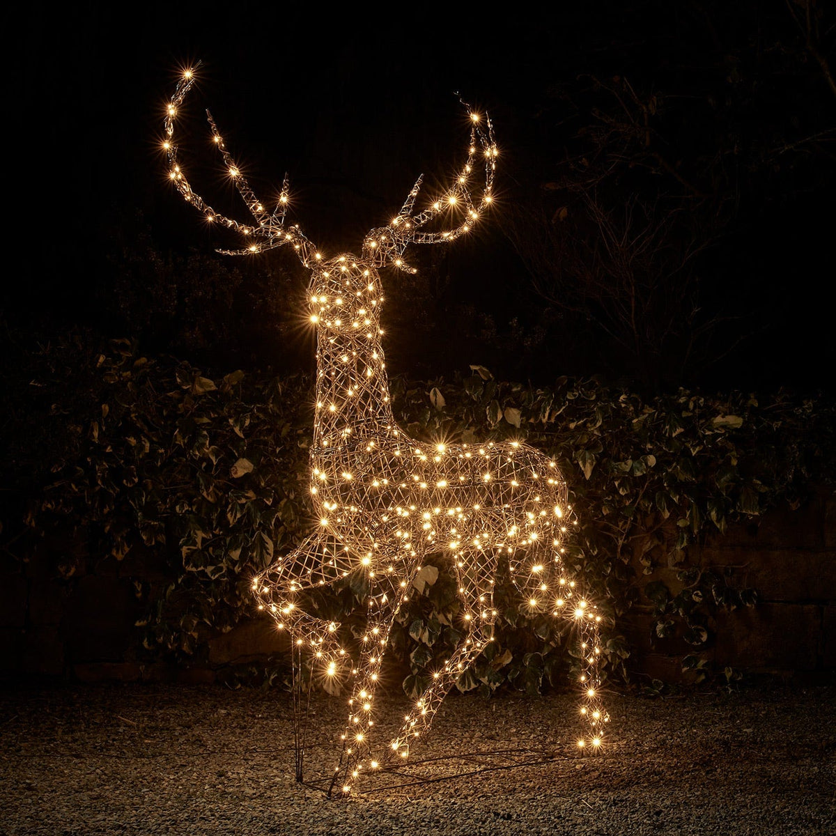 2m Studley Rattan Stag Dual Colour LED Light Up Reindeer