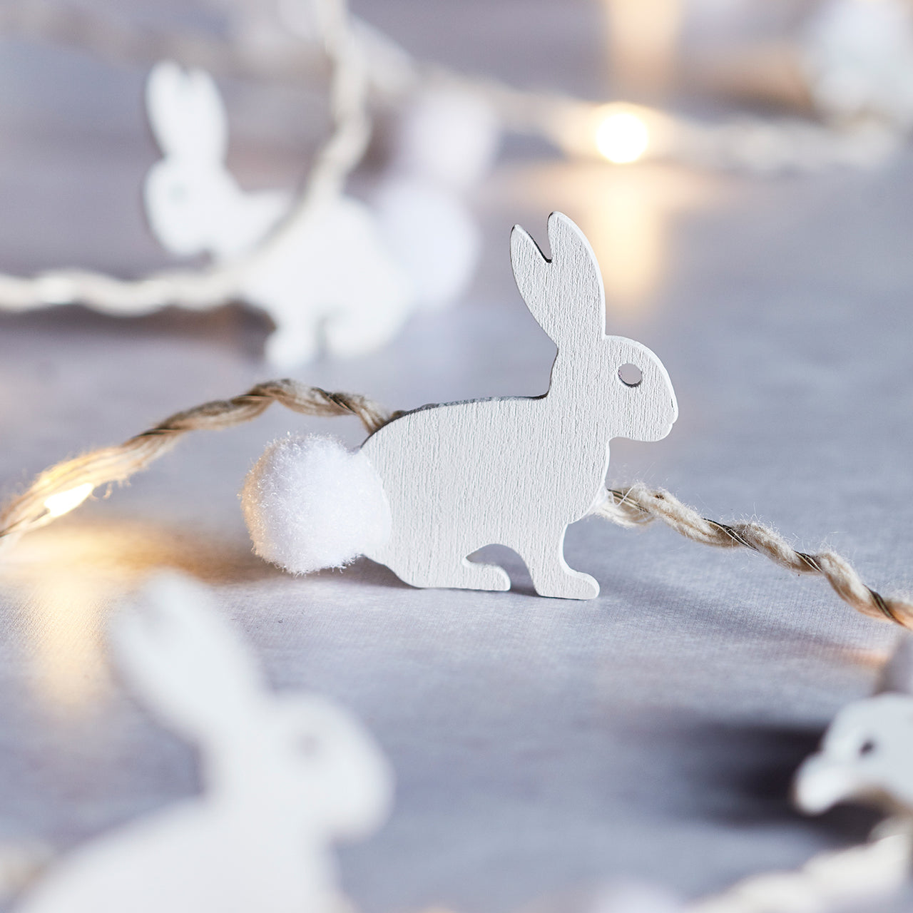 20 Wooden Bunny Micro Fairy Lights