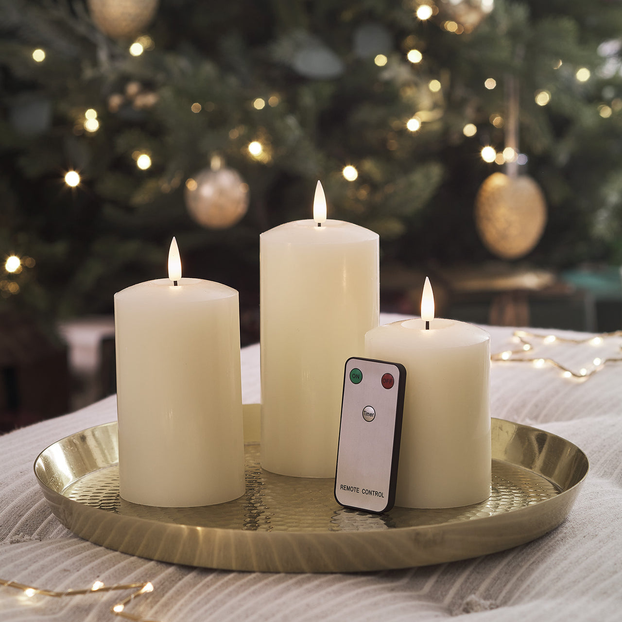 TruGlow® Ivory LED Pillar Candle Trio with Remote Control