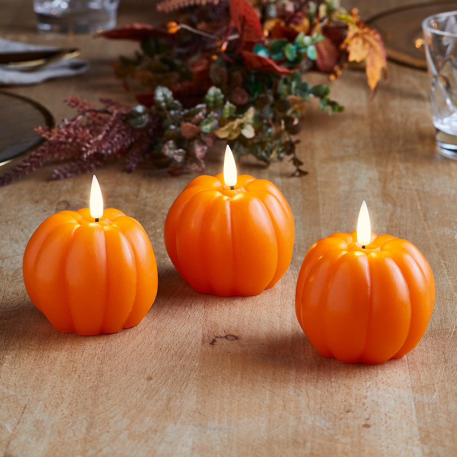 TruGlow® Orange Pumpkin Candle Trio Lights4fun.co.uk