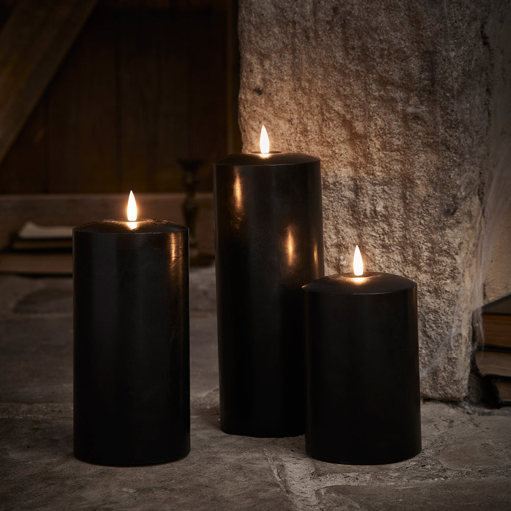 TruGlow® Black LED Chapel Candle Trio