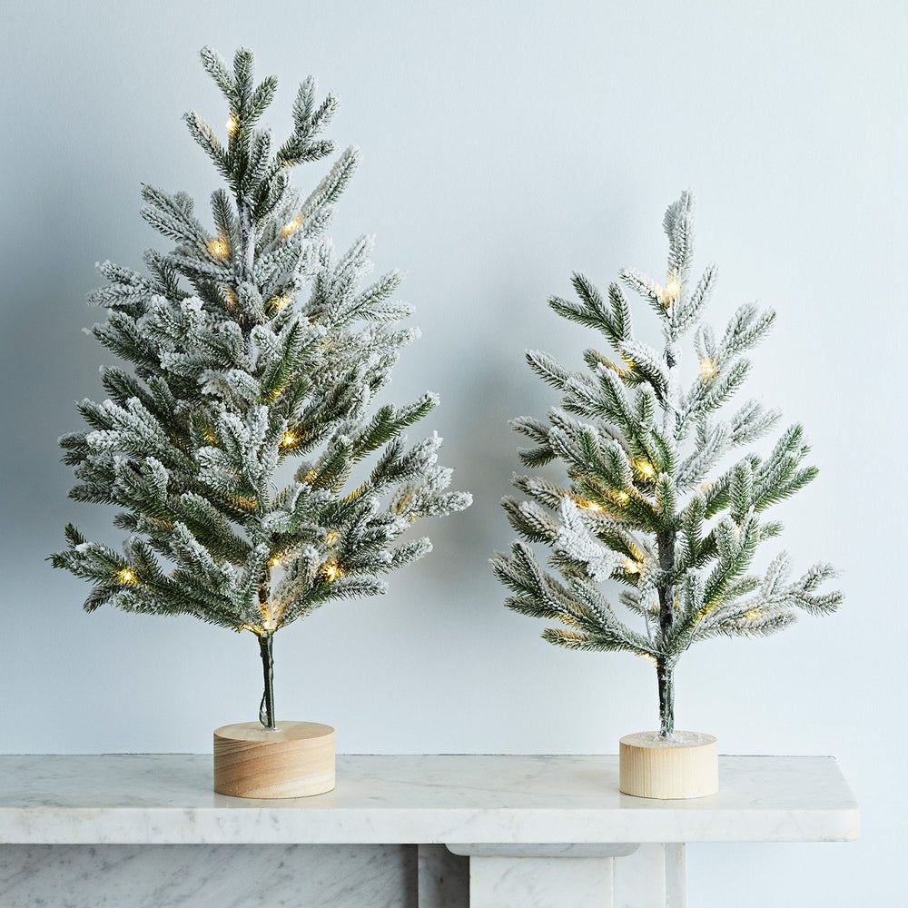 Snowy Pre Lit Mini Christmas Tree Duo