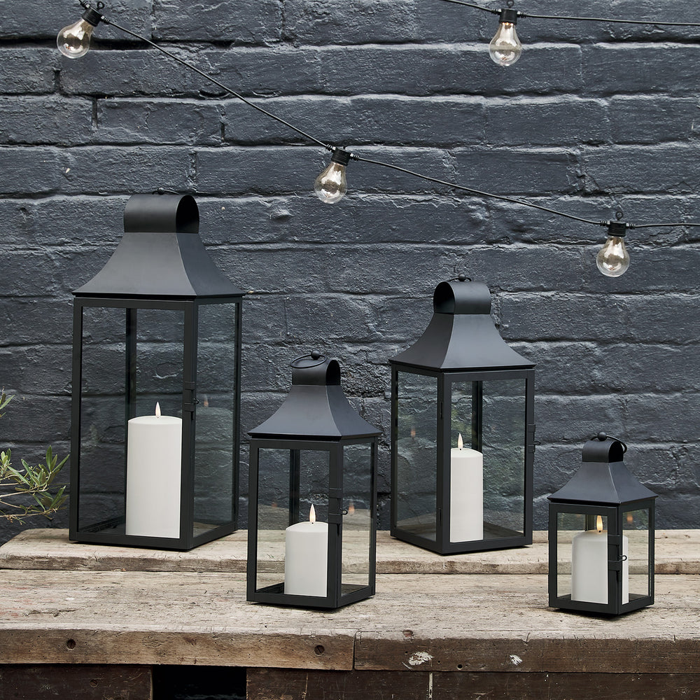 Set of 4 Albury Black Garden Lanterns with TruGlow® Candles