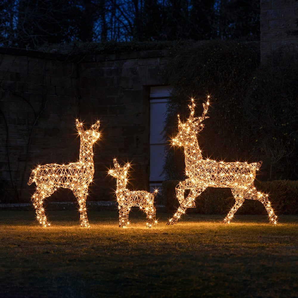 Rattan Reindeer Family Outdoor Christmas Figures