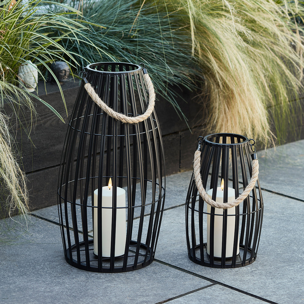 Canberra Slatted Outdoor Lantern Duo with TruGlow® Candles