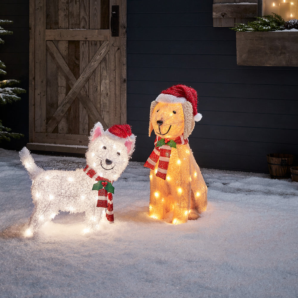 Labrador & Westie Outdoor Christmas Figure Duo