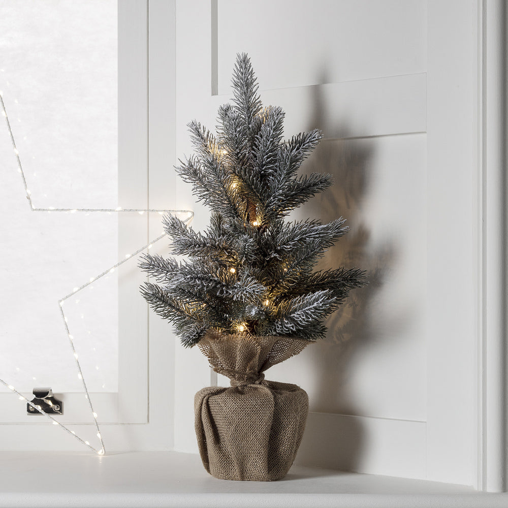 53Cm Pre Lit Frosted Mini Christmas Tree
