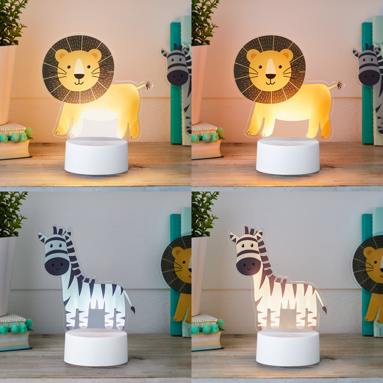 2-in-1 Lion & Zebra USB Children's Light