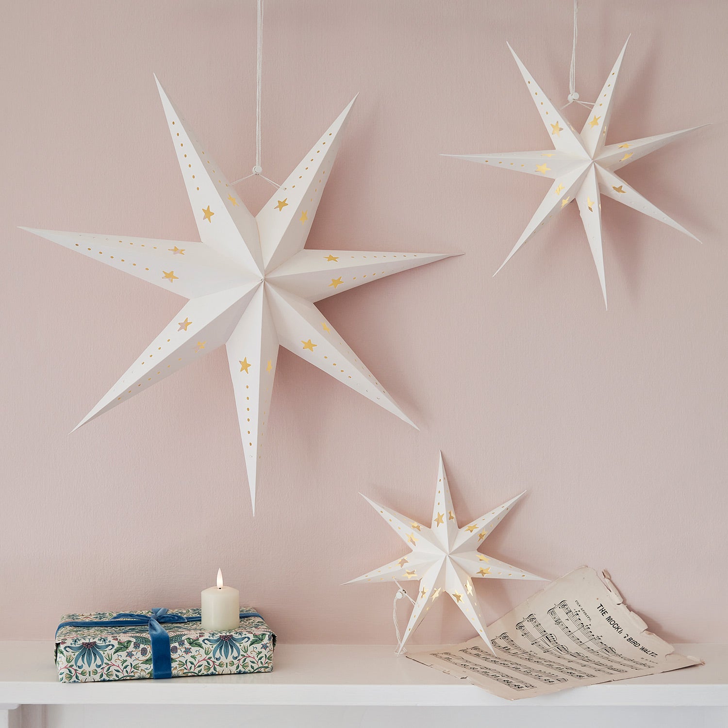 Paper Star Decoration Trio Lights4fun.co.uk