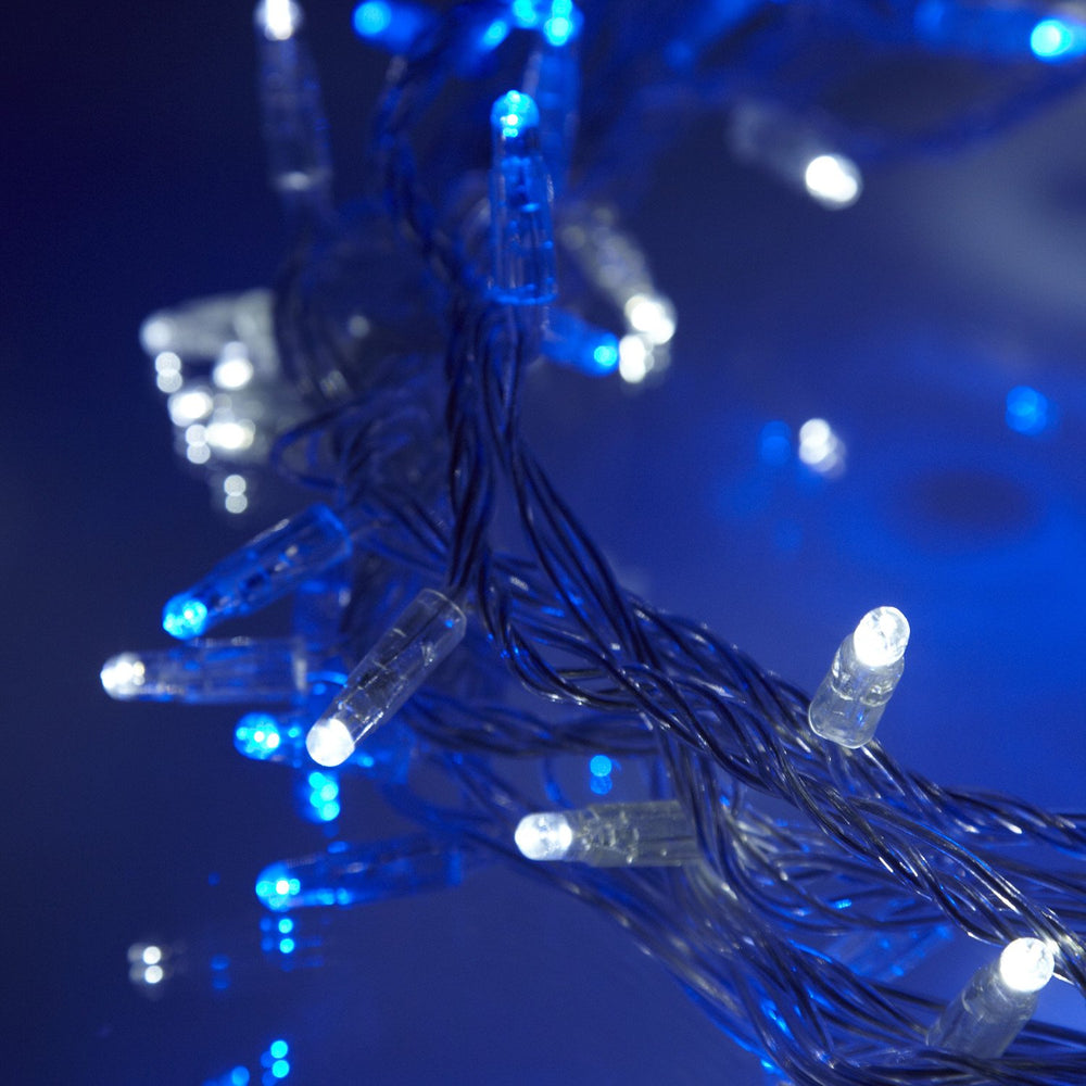Core Connect 20m 200 Blue & White Connectable Fairy Lights Clear Cable