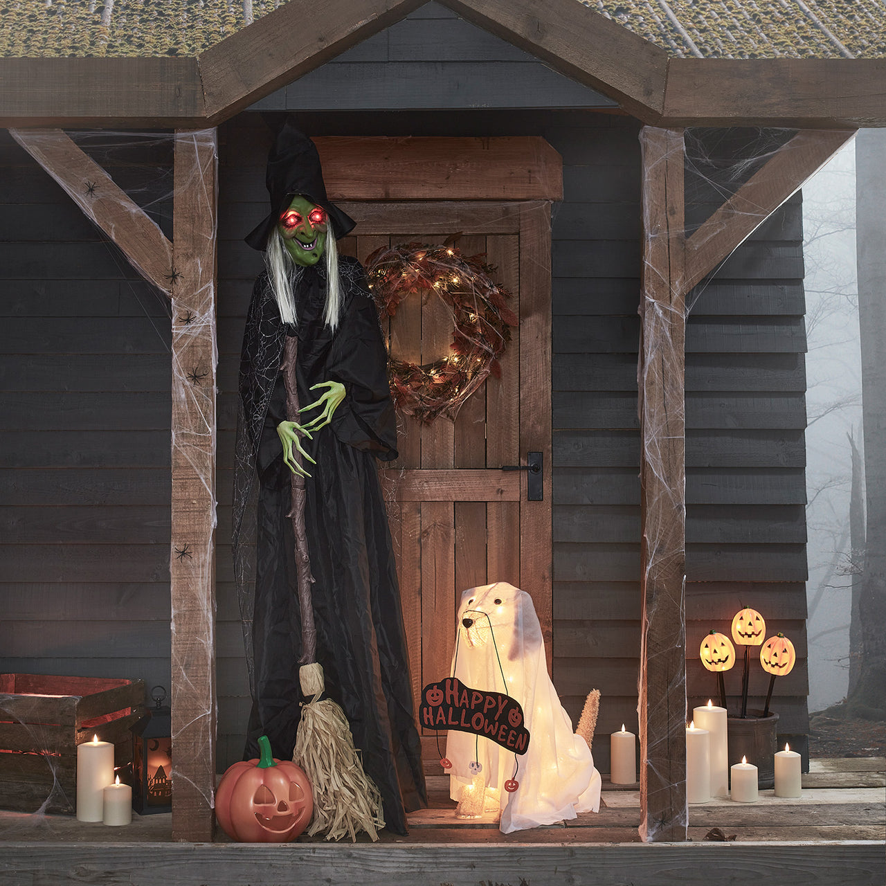 1.8m Cackling Cathy Animated Halloween Witch Decoration
