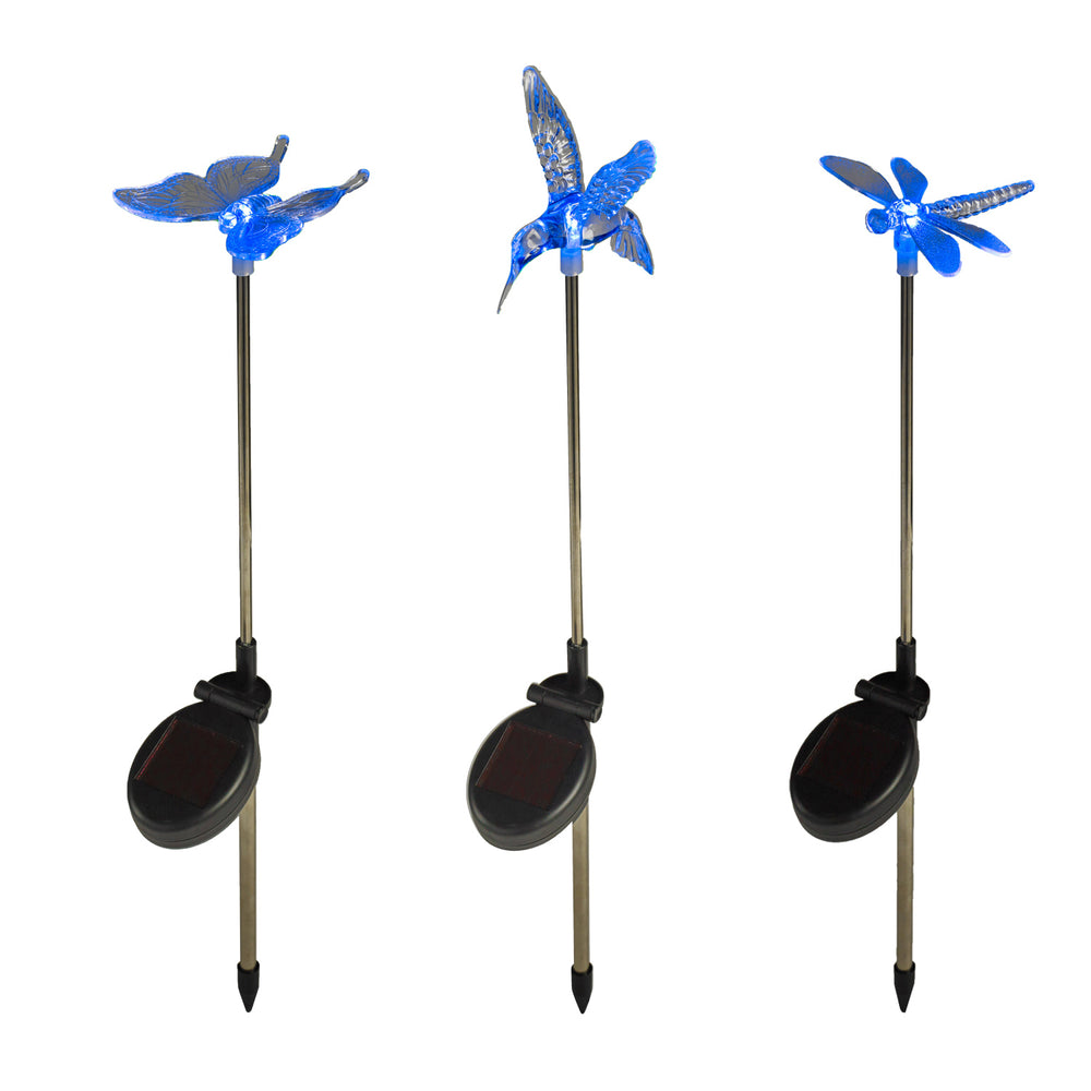 3 Butterfly, Dragonfly And Bird Solar Stakes