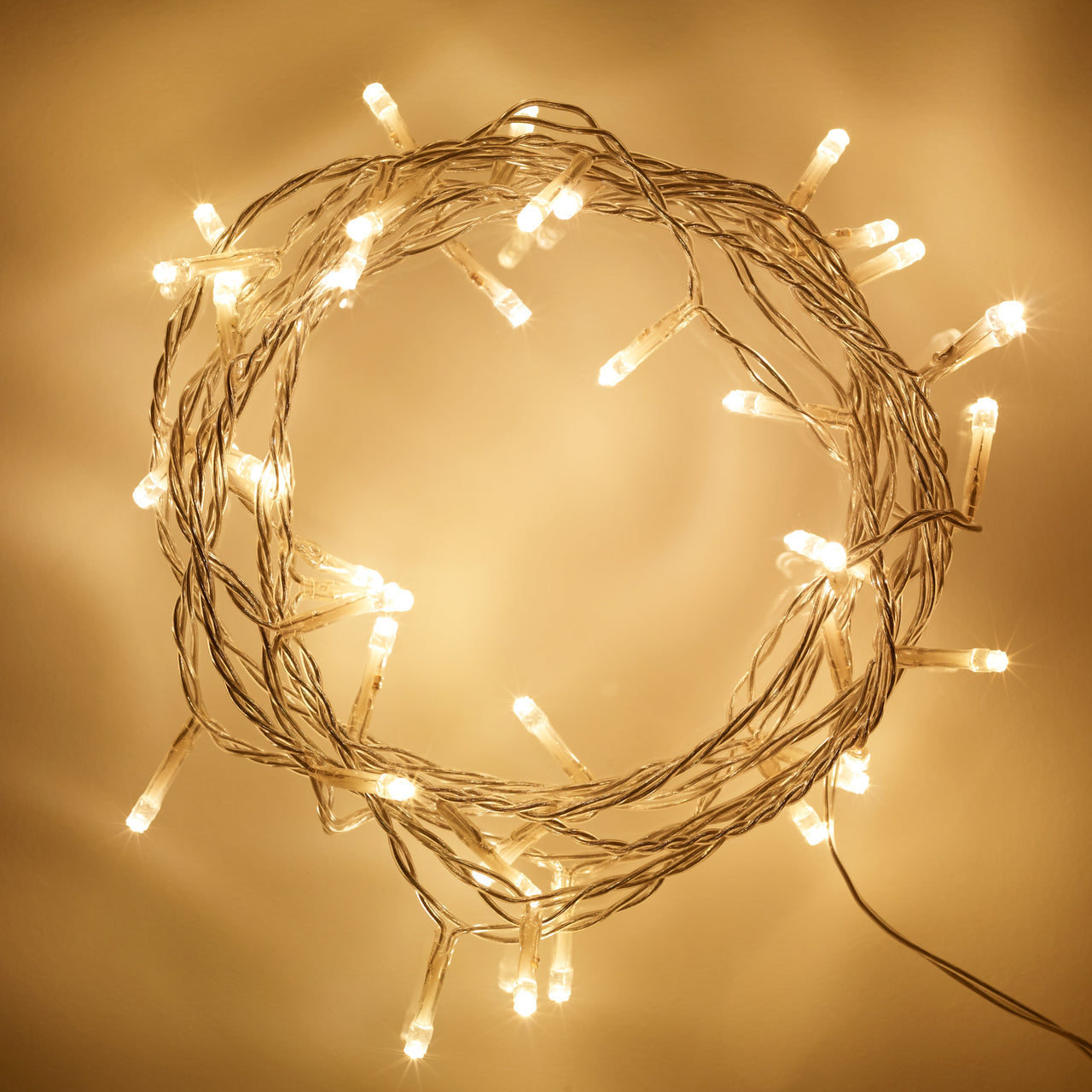 50 Warm White LED Indoor Fairy Lights On Clear Cable
