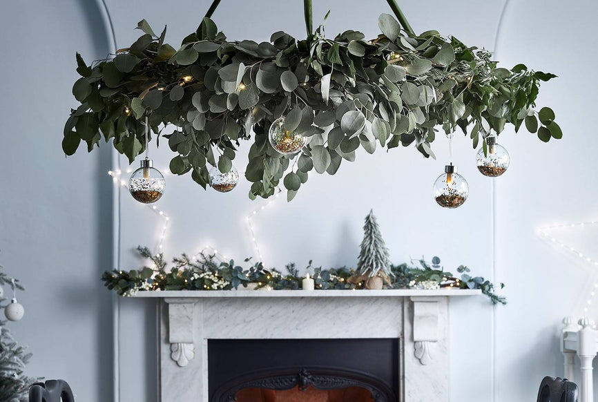 DIY Christmas Foliage Chandelier