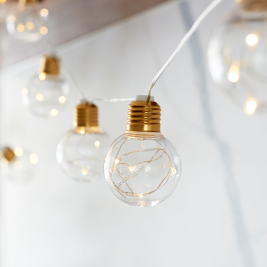 Brass micro battery festoon lights