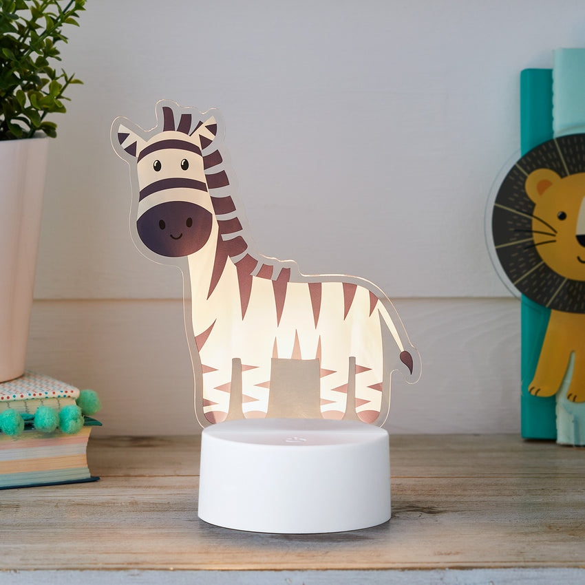 Children's acrylic zebra lamp in bedroom