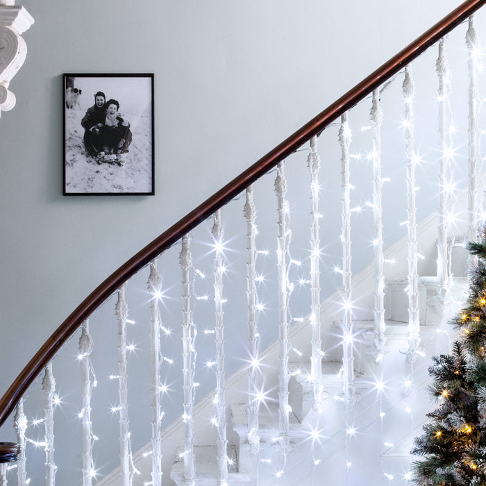 White Curtain Light Staircase
