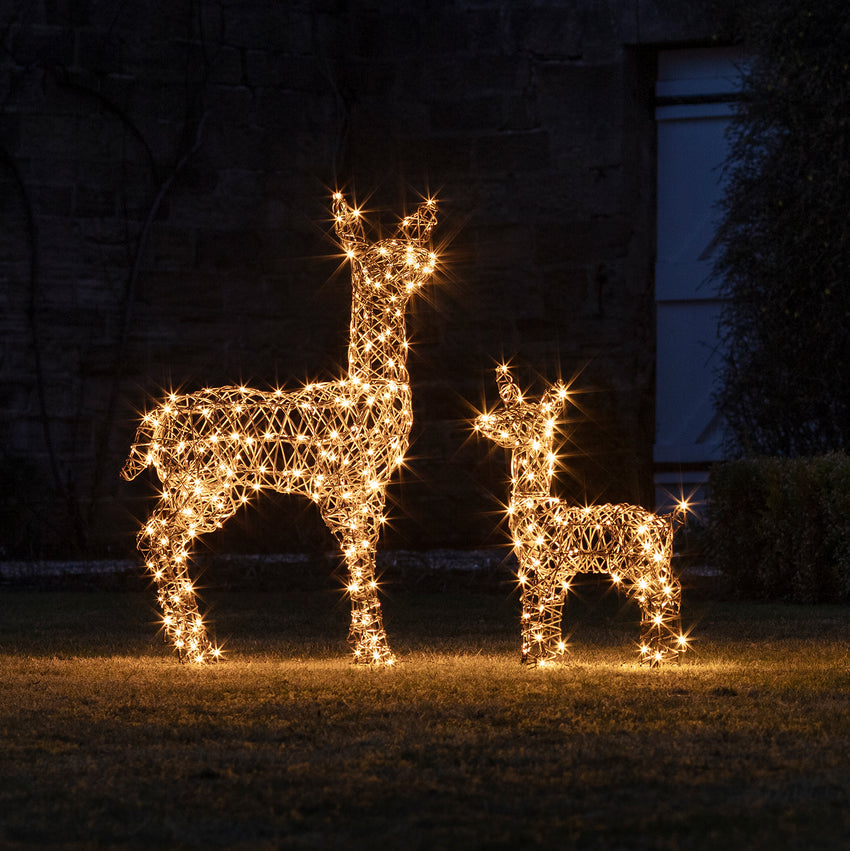 Warm white LED outdoor reindeer figures