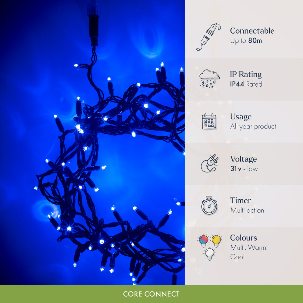 Core Connect Blue Connectable Fairy Lights Green Cable