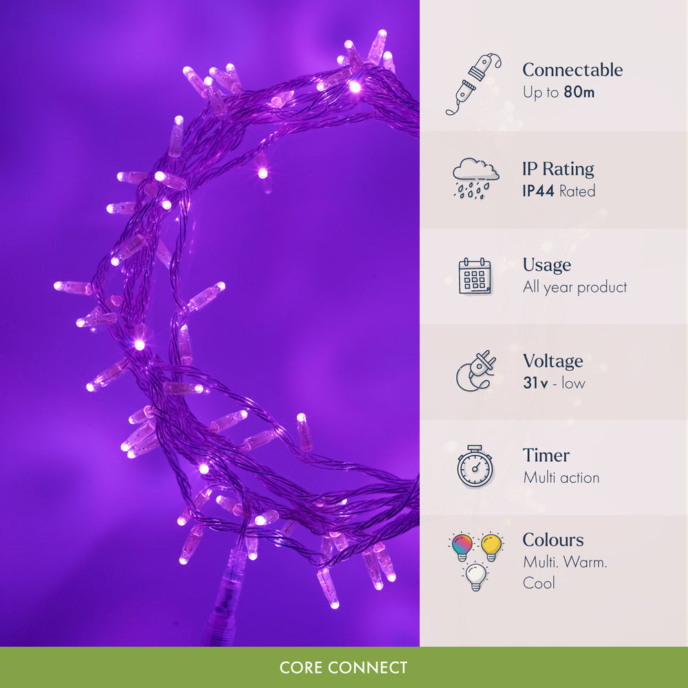 Core Connect Purple Connectable Fairy Lights Clear Cable