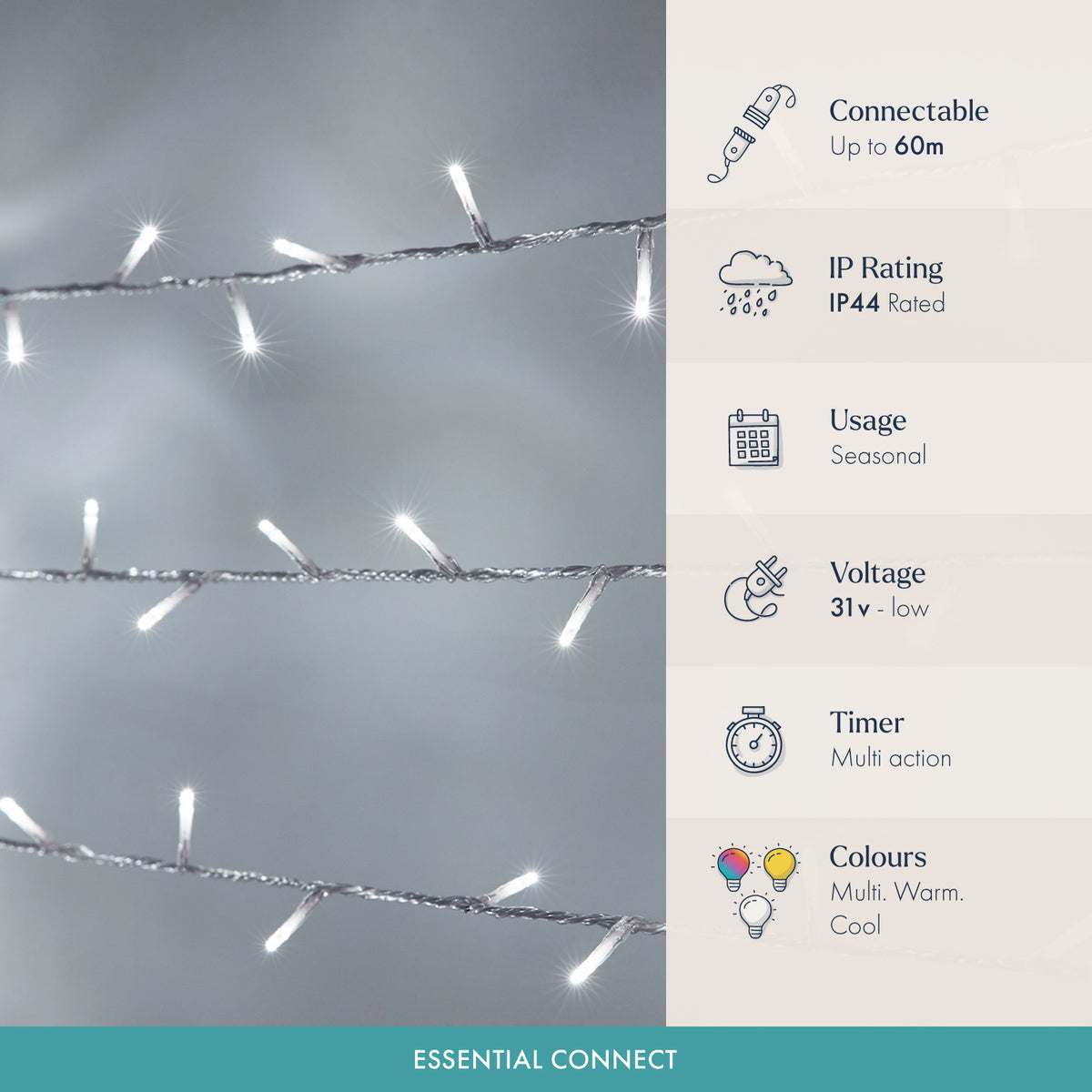 Essential Connect White Connectable Fairy Lights Clear Cable