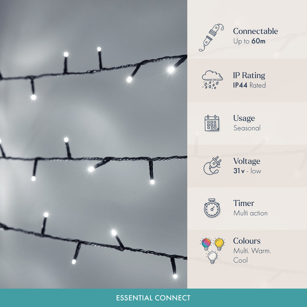 Essential Connect White Connectable Fairy Lights Green Cable