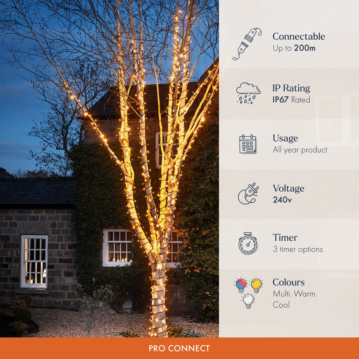 Pro Connect 5m 50 Warm White Twinkle Effect Connectable String Lights