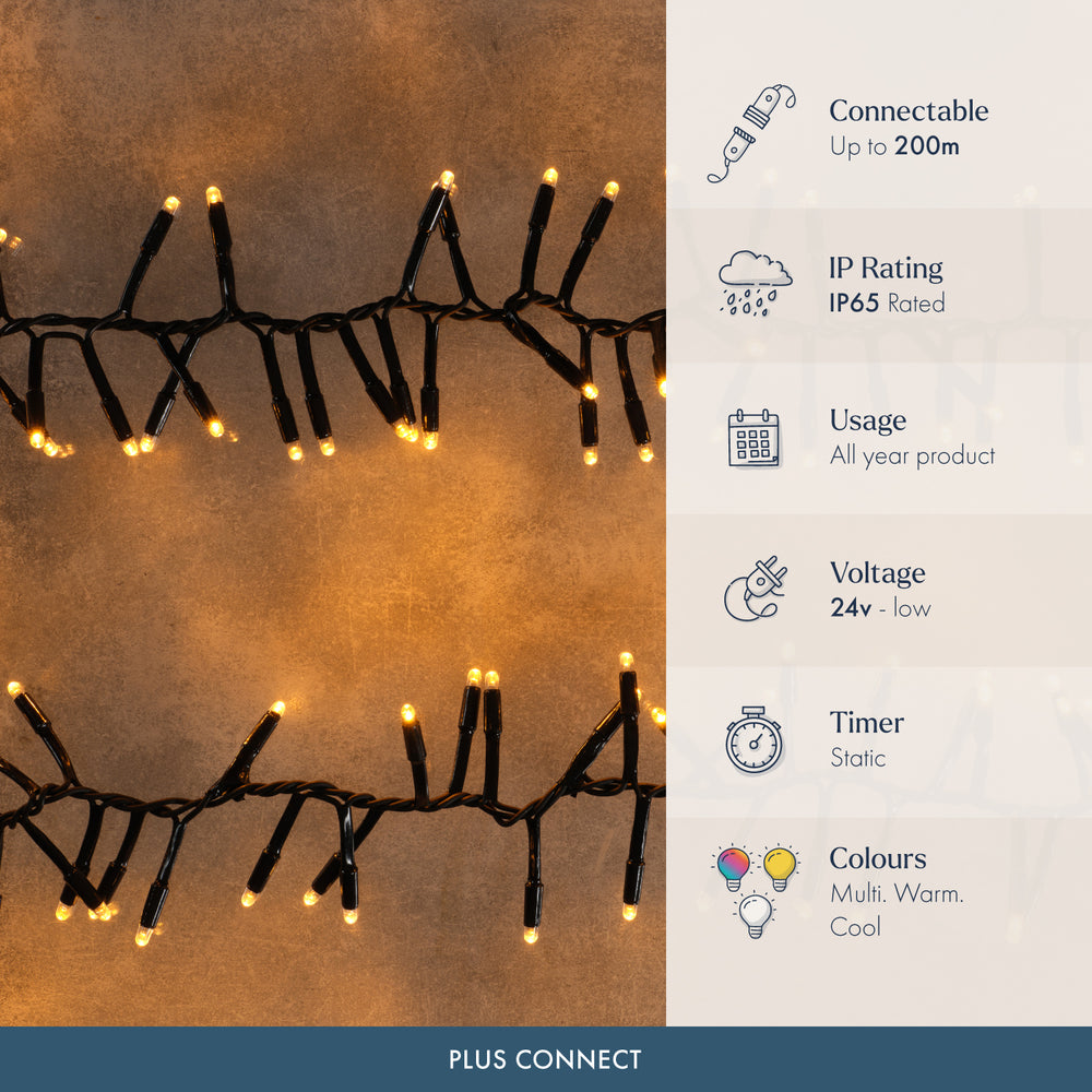 Plus Connect Traditional Warm White Connectable Cluster Lights Black Cable