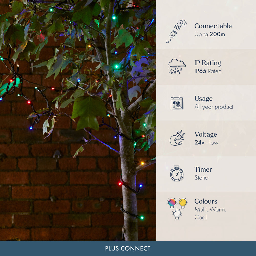 Plus Connect Multi Coloured Connectable Fairy Lights Black Cable