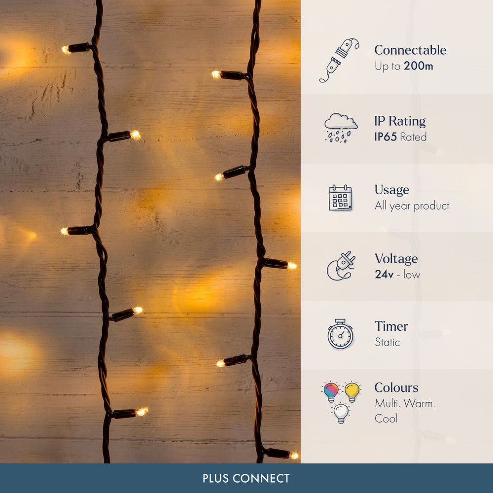 Plus Connect Traditional Warm White Connectable Fairy Lights Black Cable
