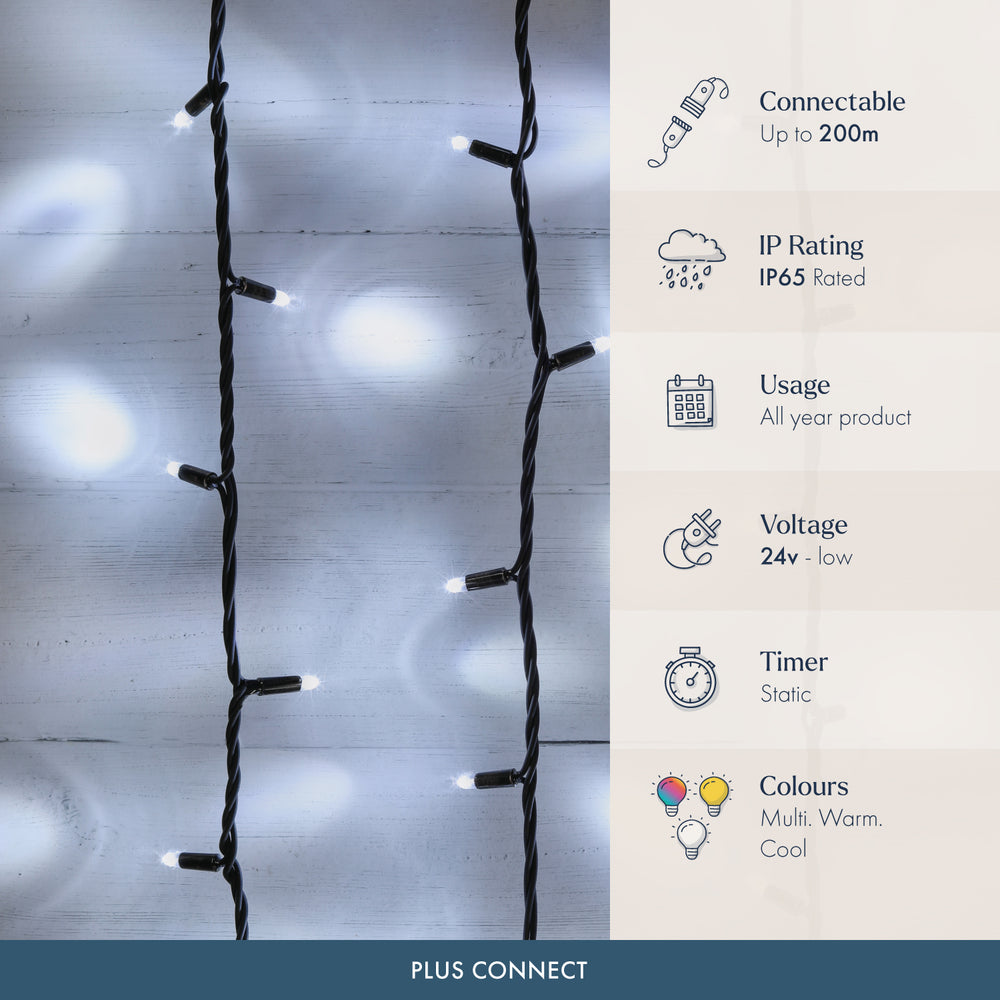 Plus Connect White Connectable Fairy Lights Black Cable