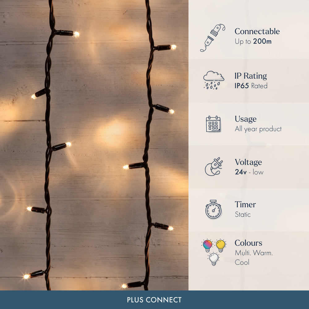 Plus Connect Warm White Connectable Fairy Lights Black Cable