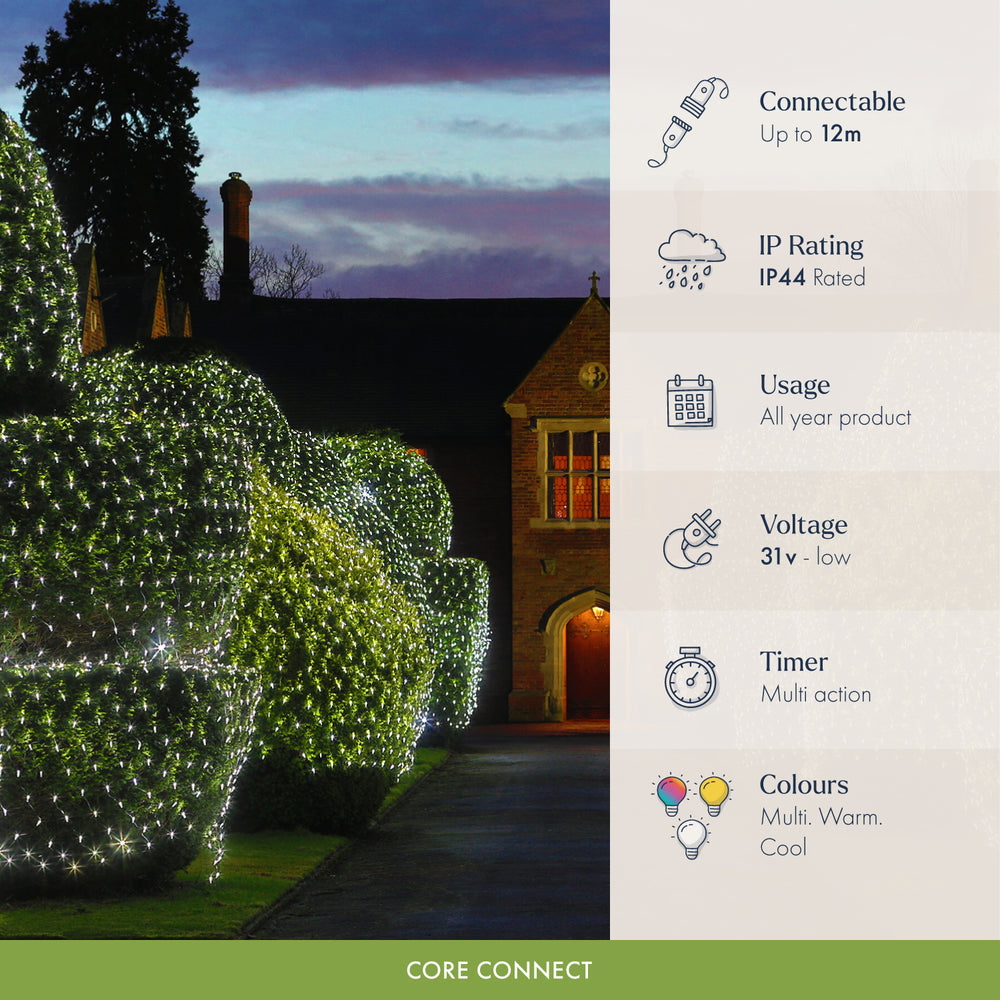 Core Connect White Connectable Net Lights Green Cable