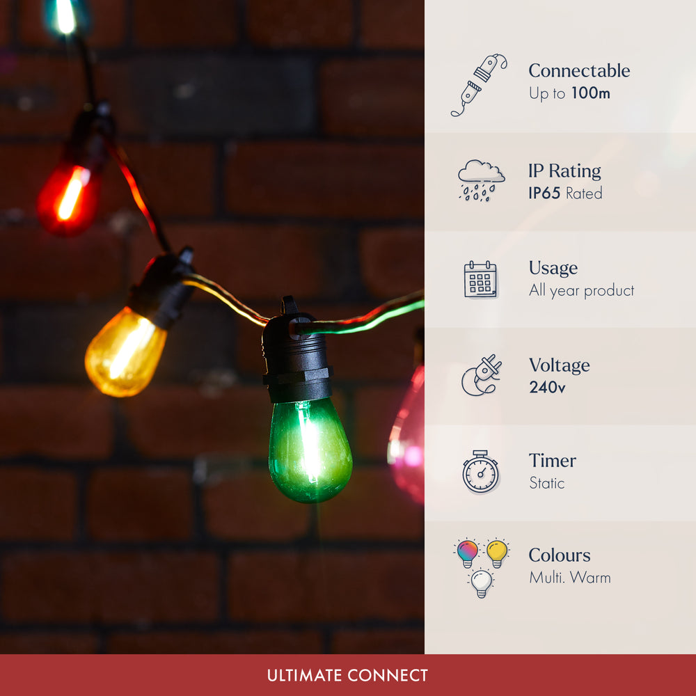 Ultimate Connect Multi Coloured Festoon Lights Black Cable