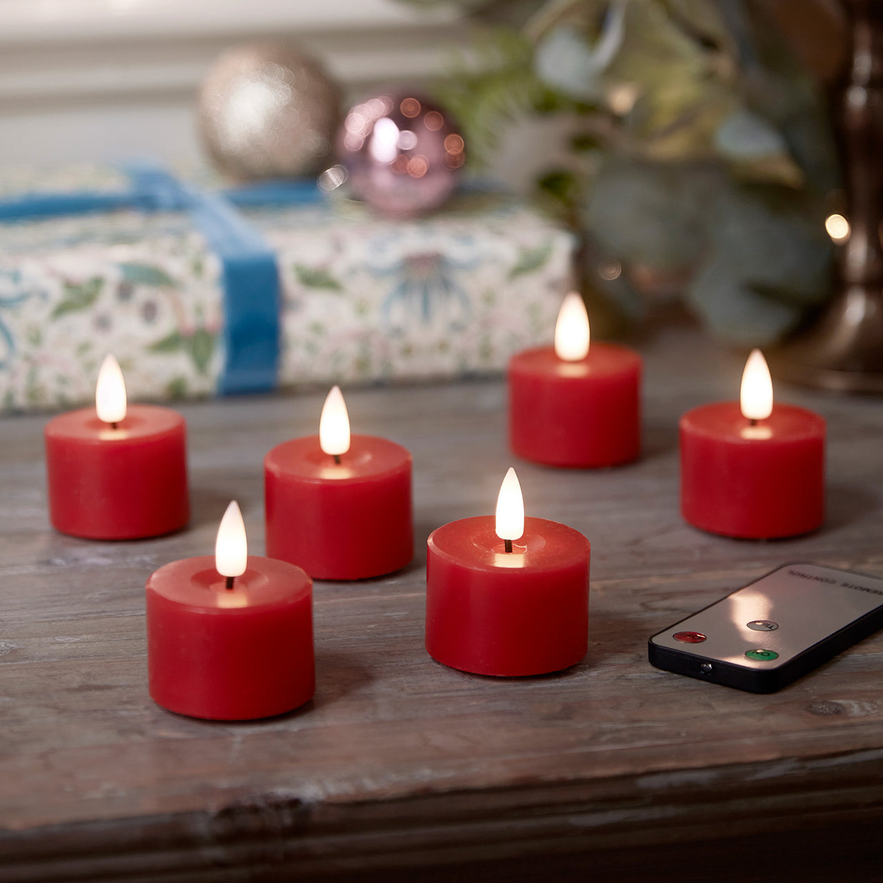 6 TruGlow® Red LED Votive Candles with Remote Control
